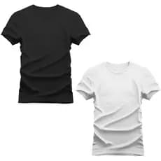 Kit 2 Camisa Masculina Algodão Blusa Camiseta Unissex Gola Redonda com Reforço Ombro a Ombro