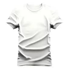 Camiseta Masculina Algodão Unissex Branca com Reforço Ombro a Ombro Gola de Ribana