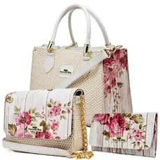 Bolsa Feminina Tote Lateral Trasversal de Mão e carteira Kit 3 Peças Luxo Lançamento