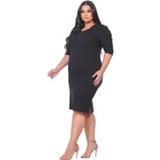 Vestido Plus Size Feminino Tendência Gordinha Fenda Detalhe