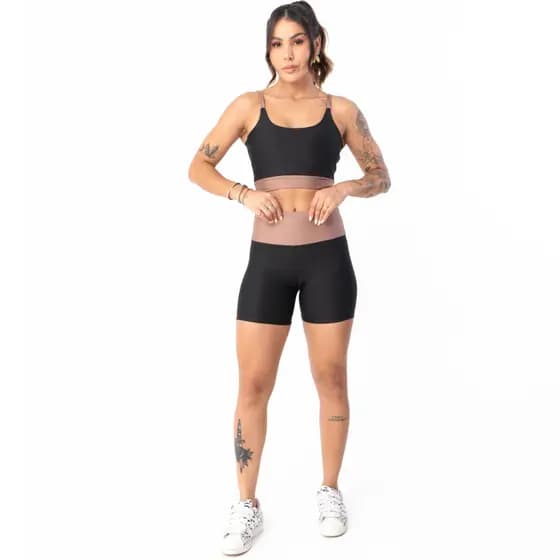 Conjunto Fitness, Legging Top Calça Roupa de malhar Top com sustentação Top LIZ BICOLOR