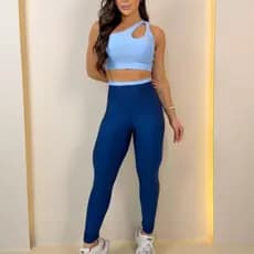 Conjunto Academia Cropped Nula Manga Legging Cos Alto Roupa Academia Zero Transparência