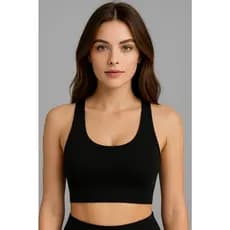 Tops Nadador Feminino Preto Sem Bojo com Sustentação Academia Fitness Corrida Yoga