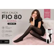 Kit Econômico 2 Meias Calça Termica Juvenil Fio 80 Tam 34/36