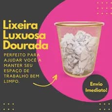 Lixeira Escritório Dourada Brilhante Aramada 10L