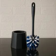 Kit De 1 Até 2 Escovas Sanitária Elegante c/ Suporte Preto Branco Design Moderno Funcional Banheiro