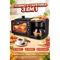 Forno + Cafeteira + Grill 3 em 1 Máquina Multifuncional Café da Manhã Premium 2800W