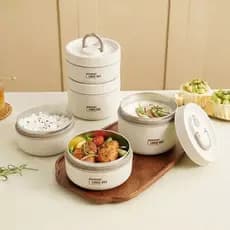 Kit Marmitas Térmicas Redondas c/ Alça Alimentos Lancheira Viagem Fitnes + Bolsa Termica