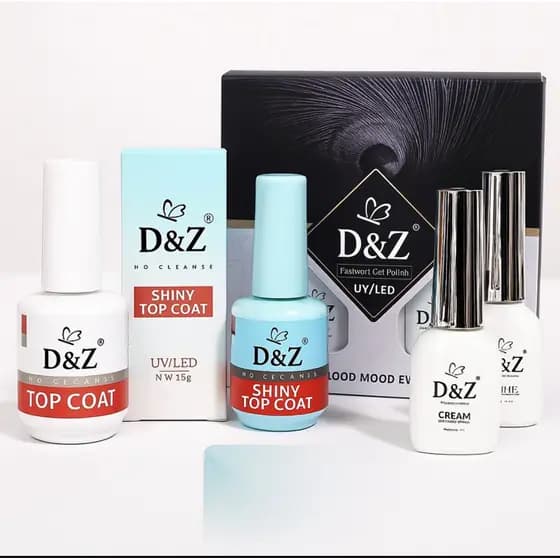 Kit Completo D&Z – Top Coat + Shiny Top Coat + Fashion Gel Polish White & Cream 💎