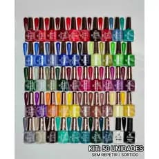 KIT 50 Esmalte em Gel Led Uv Bella Rosa 10ml Cores Preto Branco Vermelho  Lilas Rosa azul verde Nude