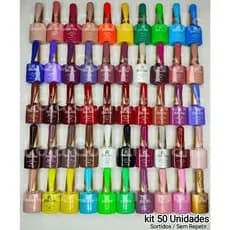 KIT 50 Esmalte em Gel Led Uv Bella Rosa 10ml  Preto Branco Vermelho Amarelo Lilas Rosa azul verde