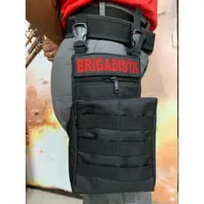 Pochete de Perna Brigadista Preto + Cinto de Guarnição NA + Bordado