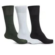 Kit - 3 Pares de Meia Cano Longo Para Coturno Confort Preto, Verde e branco