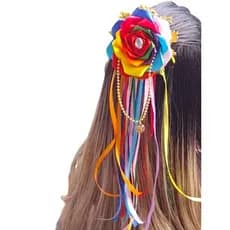 acessório cigano para cabelo com fitas coloridas .