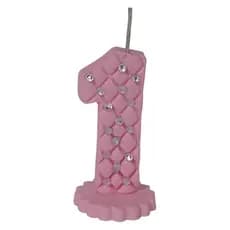 vela aniversário rosa claro, com strass topo de bolo ( envio em até 24 horas após o pagamento)