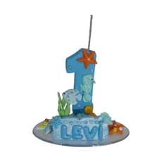 Vela Aniversário,fundo do mar/menino/menina topo de bolo festas.