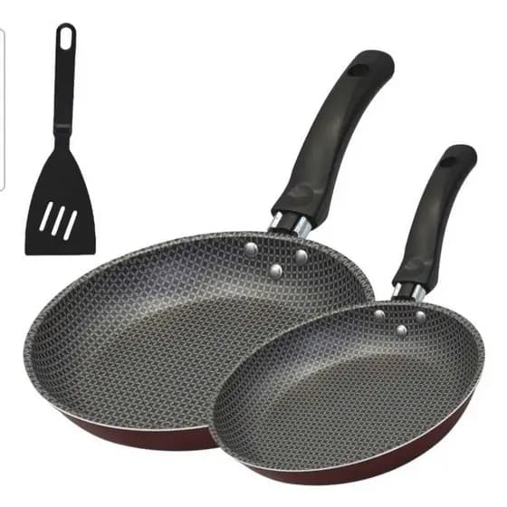kit  conjunto 2 Frigideiras Antiaderente + Espátula Nylon  Frigideira Antiaderente Bifeteira Grill