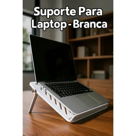 Suporte Branco Dobrável Ajustável para Notebook/Laptop Home Office Mesa Portátil Trabalhos Postura