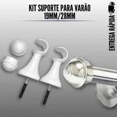 Kit Suporte para Varão de Cortina 19mm ou 28mm com Ponteiras Várias Cores + Parafusos de Fixação