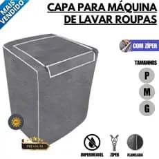 Capa para Máquina de Lavar Impermeável Flanelada com Zíper Vários Tamanhos e Marcas Electrolux Brastemp Consul Colormaq