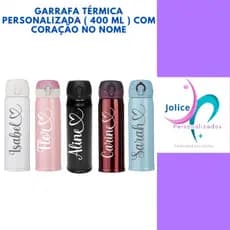 Garrafa Térmica Personalizada ( 400 Ml ) Com Coração No Nome