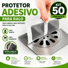 Kit 50 Protetor de Ralo Adesivo Descartável Anti Entupimento Tela Filtro Pia Banheiro Cozinha Cabelo