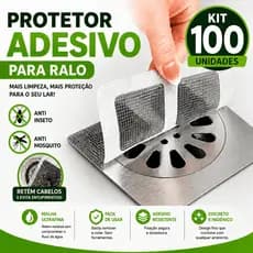 Kit 100 Protetor de Ralo Adesivo Descartável Anti Entupimento Tela Filtro Banheiro Cozinha Cabelo