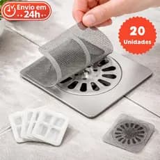 Kit 20 Protetor de Ralo Adesivo Descartável Anti Entupimento Tela Filtro Pia Banheiro Cozinha Cabelo