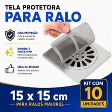 Kit 10 Protetor de Ralo Adesivo 15x15cm Descartável Anti Entupimento Tela Banheiro Cozinha Cabelo