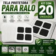 Kit 20 Protetor de Ralo Adesivo 10x10 Anti Entupimento Insetos Banheiro Cozinha Filtro Adesivo Ralo