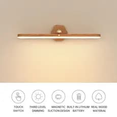 Luz LED De Madeira Espelho De Parede Magnética USB Recarregável Portátil Para Quarto luz do armário