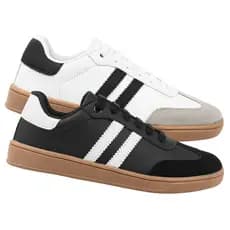 Kit 2 Pares de Tenis Feminino Casual Samba Vintagem Estiloso Confortável Super Leve Com Solado Costurado + Relogio
