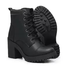 Bota Coturno Feminina Confortável Casual De Salto Alto Blogueira Com Cano Medio Super Macio Leve Outono Inverno