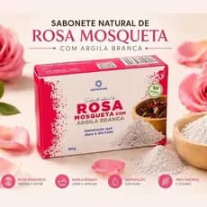Kit 4un Sabonete Natural de Rosa Mosqueta Com Argila Branca 90g - Nativa Brasil