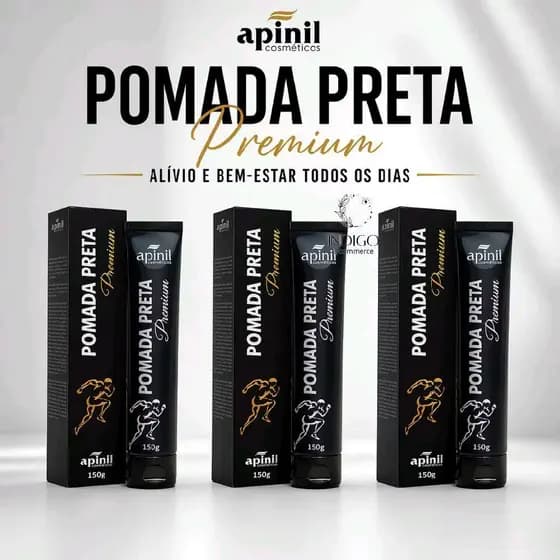 Apinil Kit Pomadas Preta Premium 150g Cada Dor Muscular e Cansaço Massagem e Conforto e Bem Estar