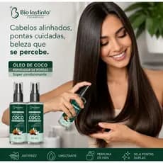 Kit 2 Óleo de Coco Reparador de Pontas Bio Instinto 60ml Antifrizz Umectante Selador Pontas Duplas