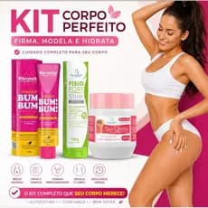 Kit Firmador Bum Bum Premium + Fisiofort Slim + Bio Creme Ureia 3% Hidratante Corporal, Firmador Redutor de Medidas