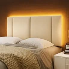 Cabeceira Painel com LED Cama Box Casal 140cm Padrão Siri Linho