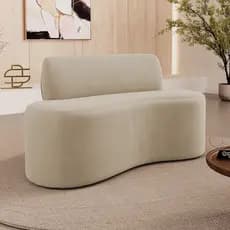 Sofá Compacto Moderno Orgânico Recepção Sora 100cm Suede