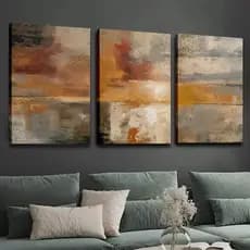 KIT 3 Quadros Abstrato Textura Tons Terrosos | Decoração Moderno Outono Rústico Sala