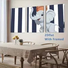 KIT 3 Quadros Elefante Jogando Basquete Baby | Decoração Quarto Infantil Menino