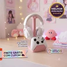 Suporte Gamer 2 em 1 De Mesa Para Headset Fone E Controle Xbox PS5 Colorido Premium Universal Premium Resistente
