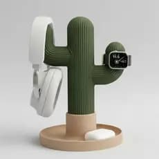 Suporte De Fone De Ouvido Cacto Headset Smartwatch Gamer Cute Organizador Mesa