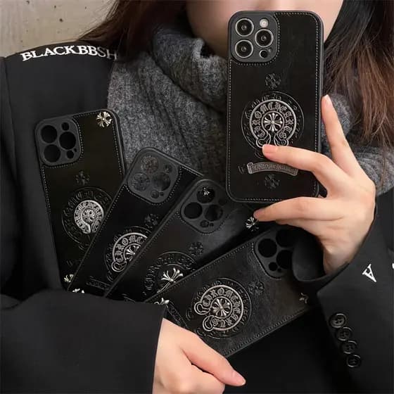 Moda Na Marca Metal Etiqueta Case De Telefone Luxo Couro Capa Para iPhone 17 16/15/14/13/12 Pro Max