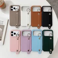 [Com Suporte De Pulseira] Capa De Silicone De Couro De Luxo Para iPhone 17 16 15 14 13 12 11 Pro Max Plus