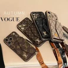 Marca De Moda Etiqueta De Metal Caixa De Cartão Cordão Capa De Couro De Luxo Para iPhone 17 16 15 14 13 12 11 Pro Max Pl