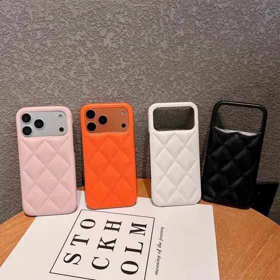 Marca De Moda Etiqueta Capa De Couro De Luxo Para iPhone 17 16 15 14 13 Pro Max Anti-Impacto