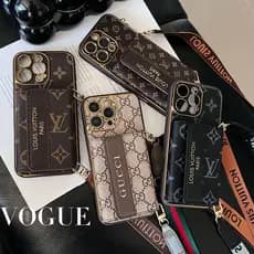 Marca De Moda Etiqueta De Metal Caixa De Cartão Cordão Capa De Couro De Luxo Para iPhone 17 16 15 14 13 12 11 Pro Max Pl