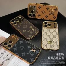 Couro De Luxo Com Proteção De Câmera Marca De Moda Capa De Etiqueta De Metal Para iPhone 17 16 15 14 13 Pro Max
