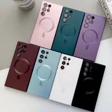 Luxo Magsafe Caso De Carregamento Sem Fio Para Samsung Galaxy S23 Ultra S24 S23 FE S22 S21 S25 Anti-Colisão Capa Macia
